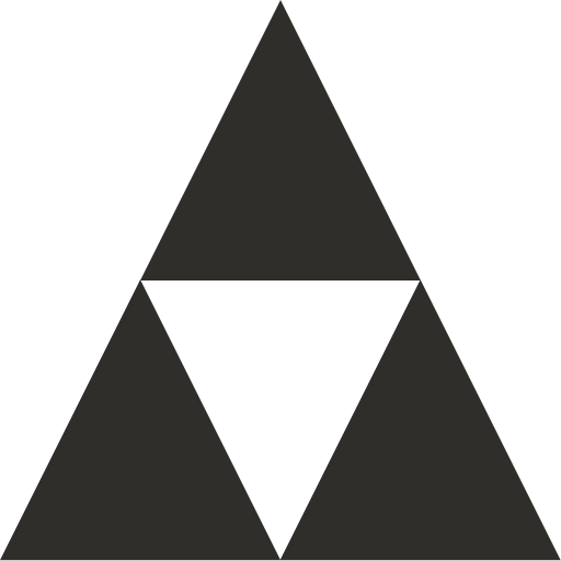 Tres triángulo formando un triángulo mayor