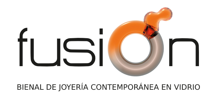 Logotipo de fusion, bienal de joyería contemporánea en vidrio